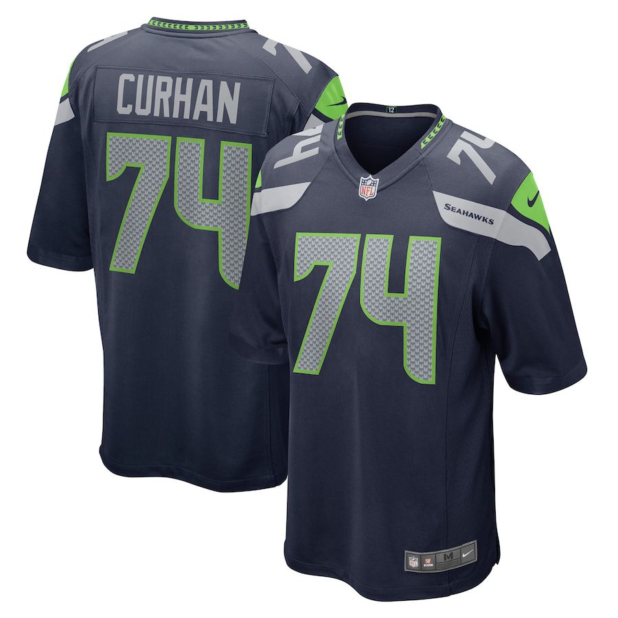 Men Seattle Seahawks #74 Jake Curhan Nike College Navy Game NFL Jersey